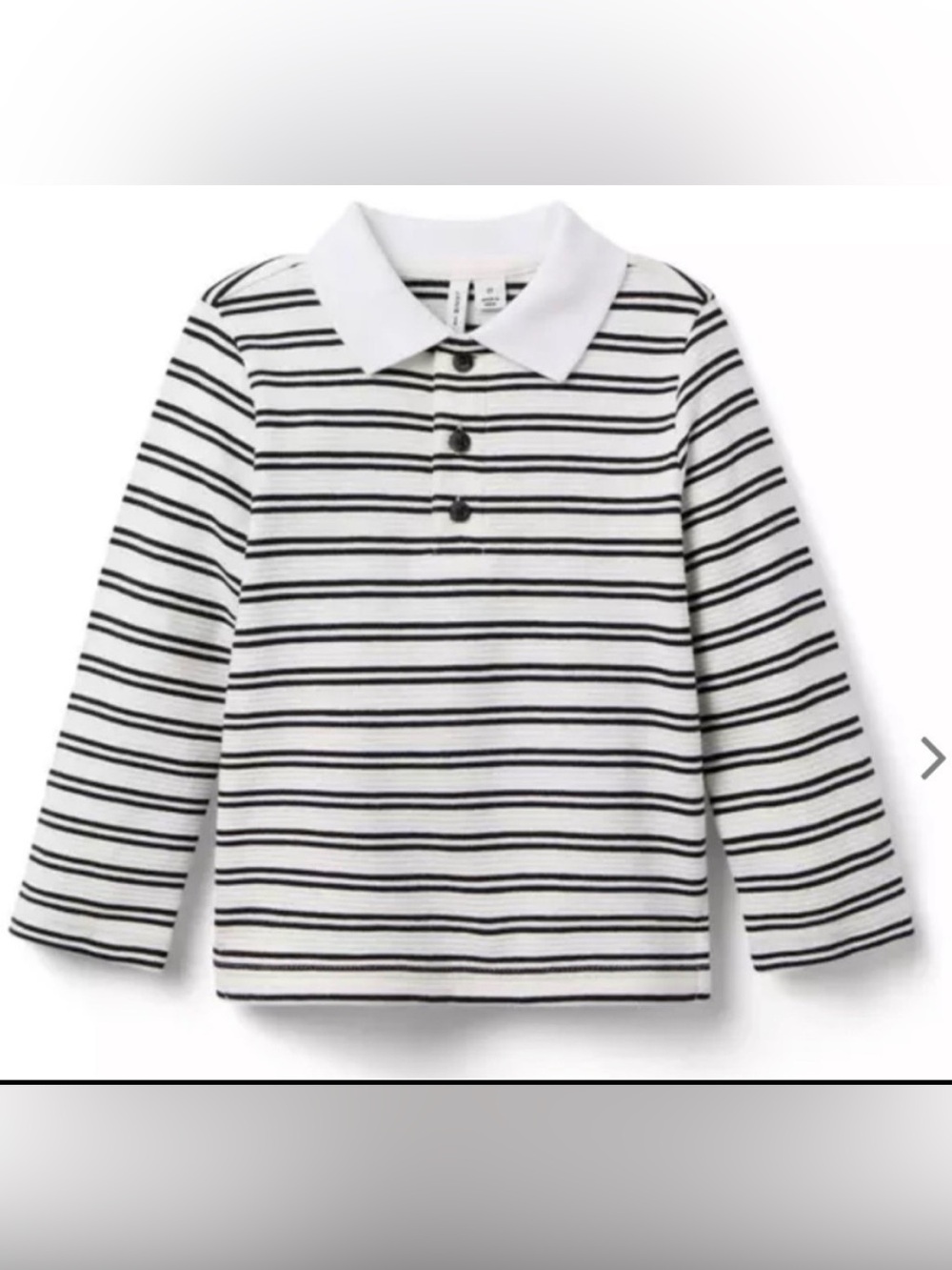 Janie and Jack White Long-Sleeve Polo with Black Stripes